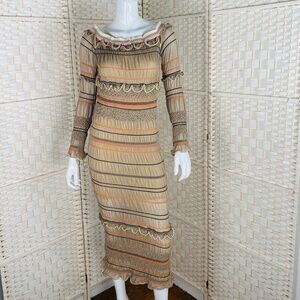 NWT, Peter Pilotto, Womens NeutralsStriped Sheath Dress, M.